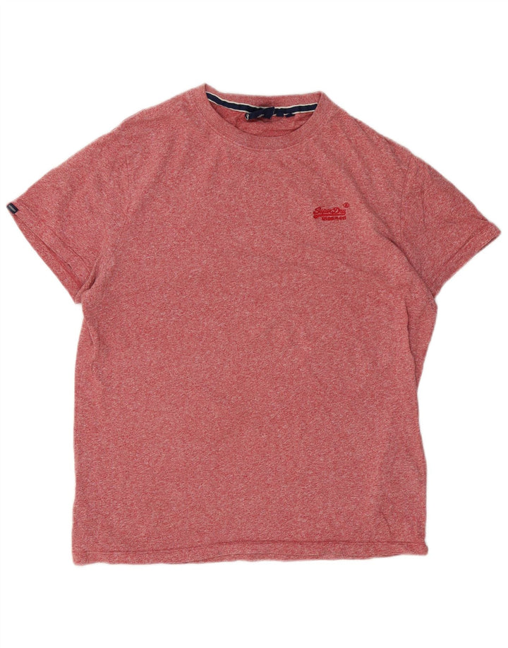 Superdry Mens T-Shirt Top XL Red Flecked Cotton