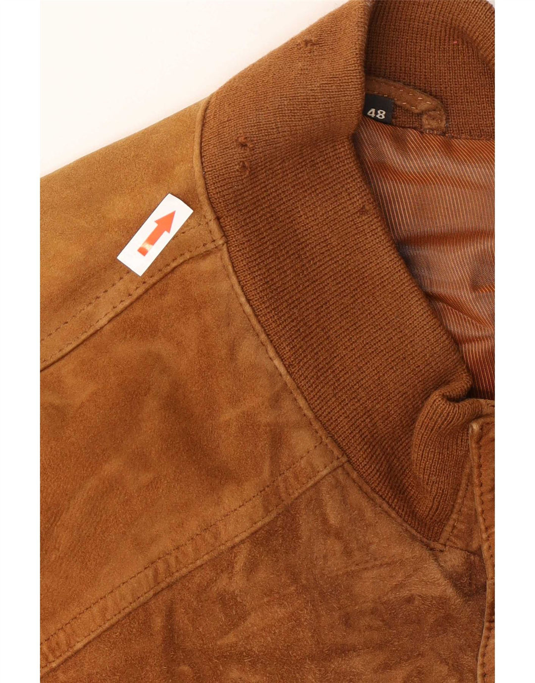 Vintage Mens Bomber Jacket IT 48 Medium Beige Leather