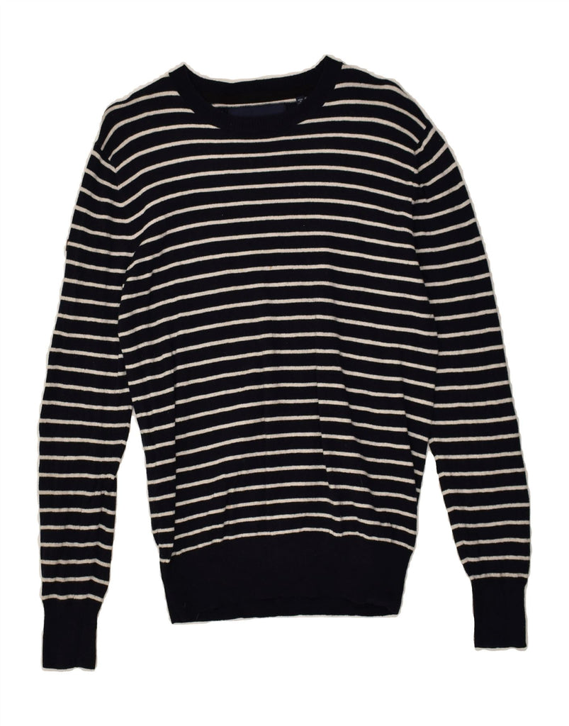 SUPERDRY Womens Crew Neck Jumper Sweater UK 12 Medium Navy Blue Striped | Vintage Superdry | Thrift | Second-Hand Superdry | Used Clothing | Messina Hembry 