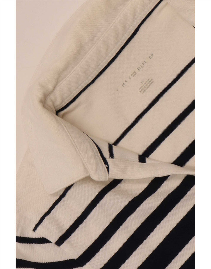 Tommy Hilfiger Womens Polo Shirt UK 14 Medium Navy Blue Striped