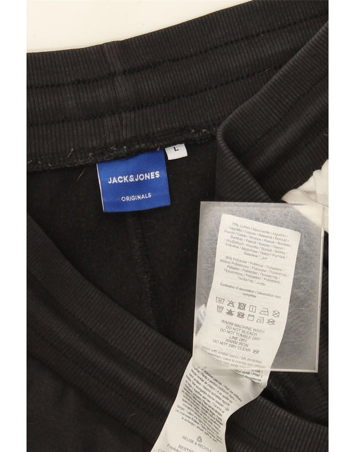 Jack & Jones Mens Tracksuit Trousers Joggers Large Black Colourblock