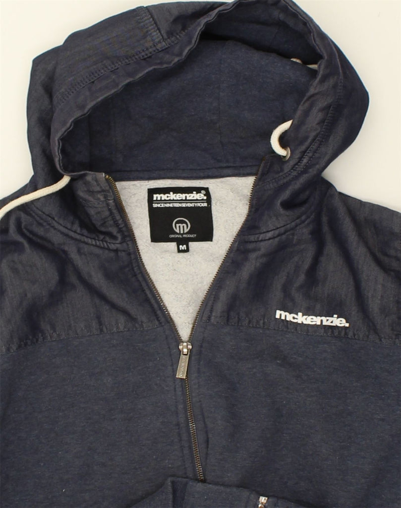 MCKENZIE Mens Zip Hoodie Sweater Medium Blue Polyester | Vintage Mckenzie | Thrift | Second-Hand Mckenzie | Used Clothing | Messina Hembry 