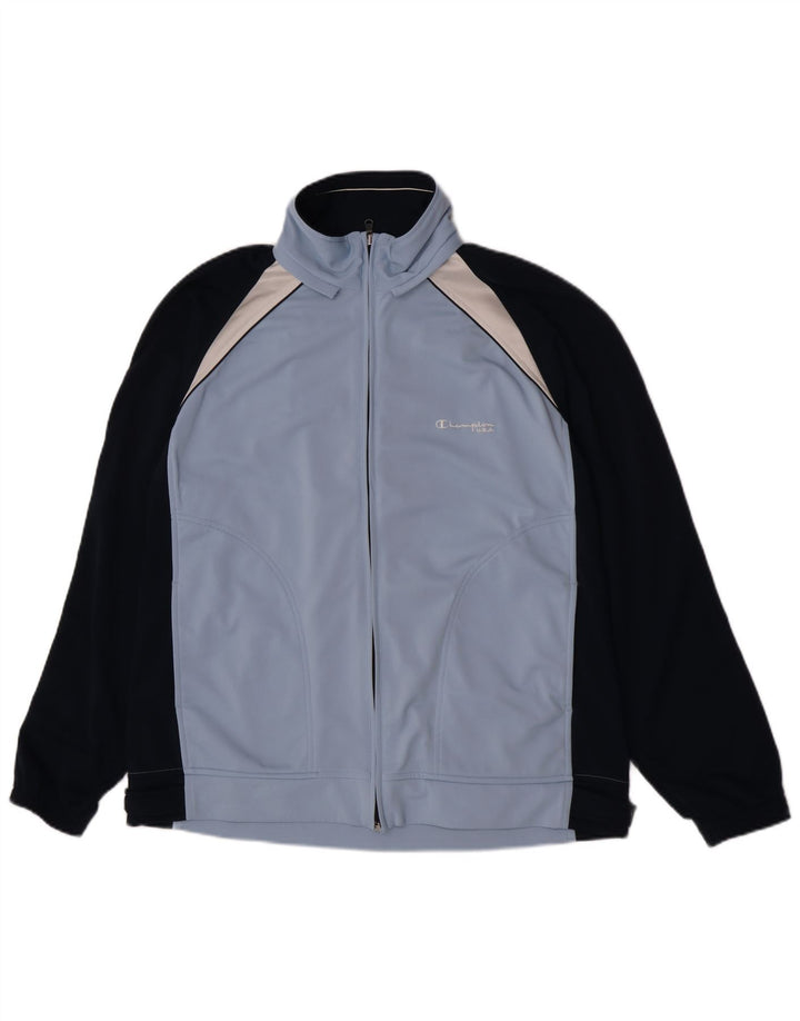 Champion Mens Tracksuit Top Jacket Large Blue Colourblock Polyester