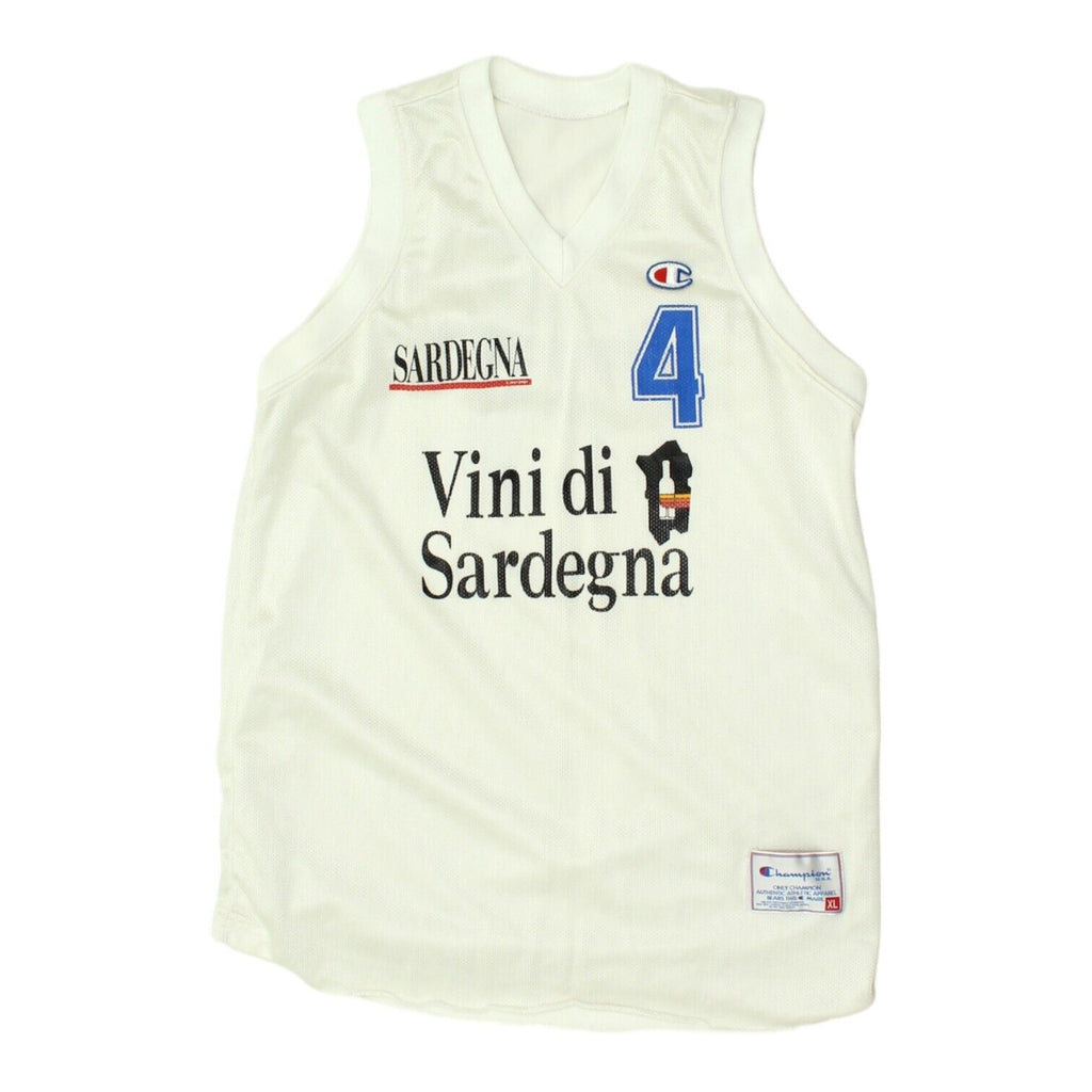 Vini di Sardegna Champion Mens White Basketball Jersey | Vintage Sportswear | Vintage Messina Hembry | Thrift | Second-Hand Messina Hembry | Used Clothing | Messina Hembry 
