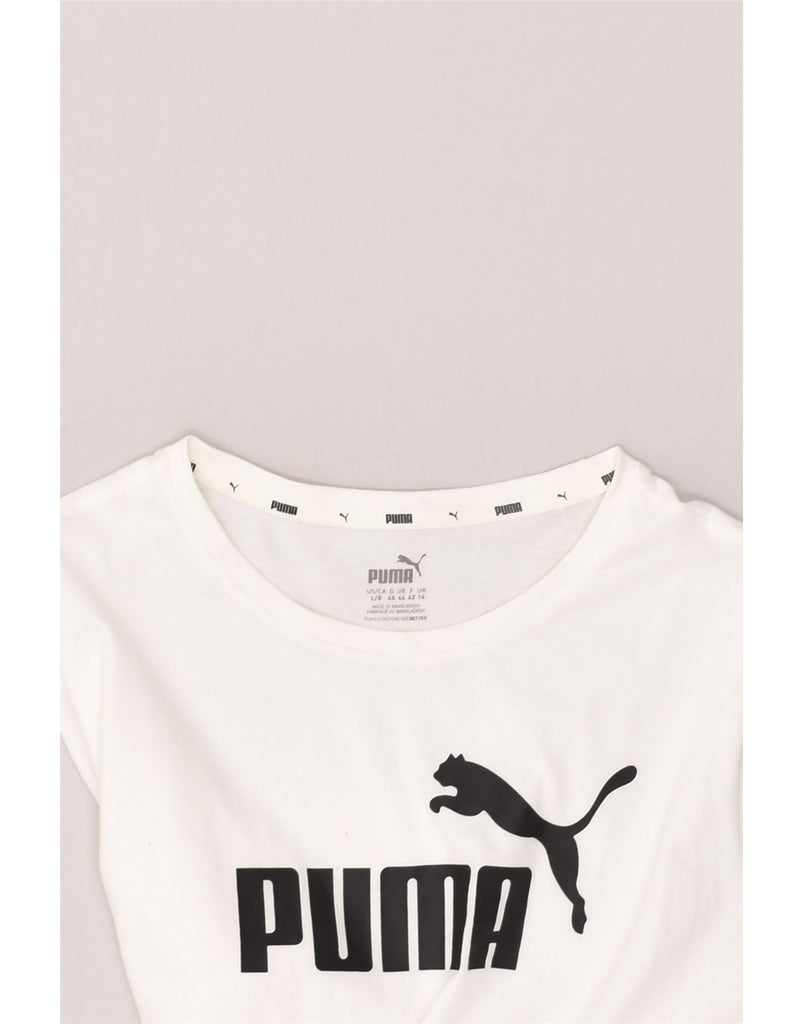 PUMA Mens Graphic T-Shirt Top UK 14 Medium White Cotton | Vintage Puma | Thrift | Second-Hand Puma | Used Clothing | Messina Hembry 