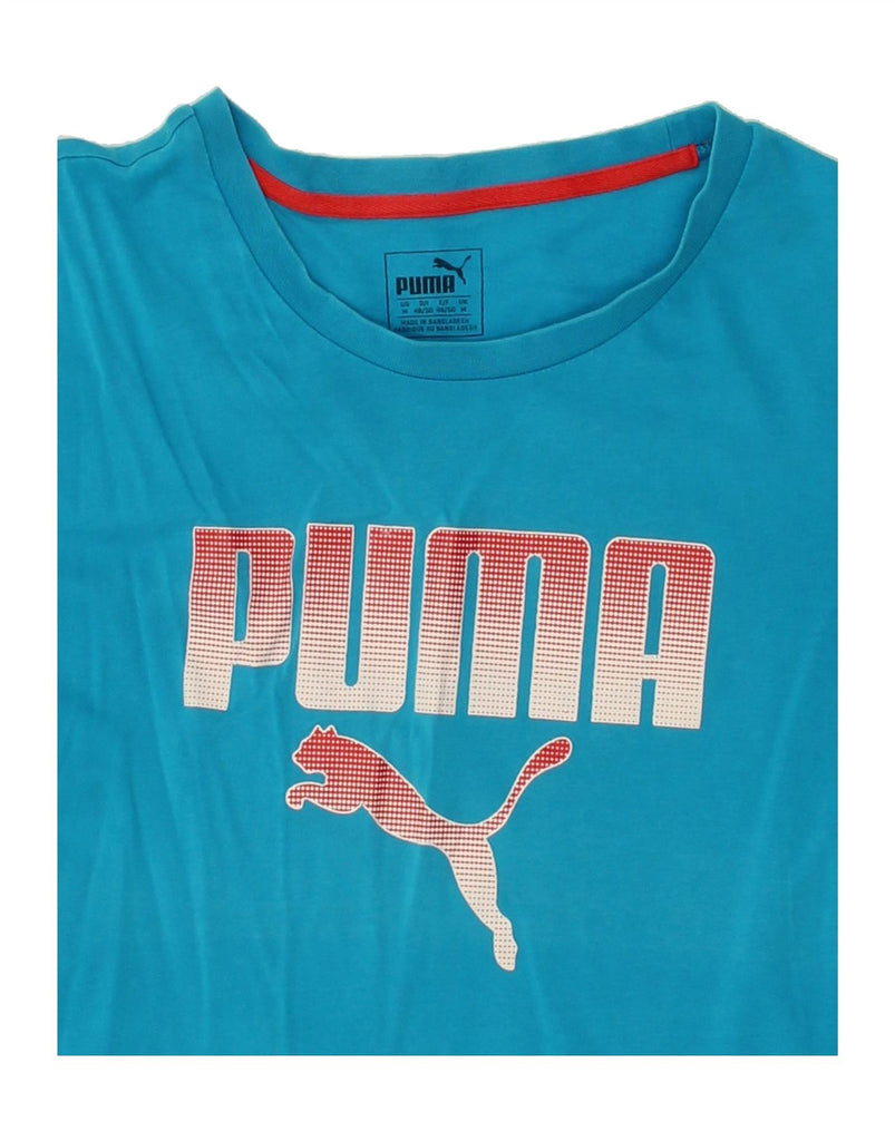 PUMA Mens Graphic T-Shirt Top Medium Blue Cotton | Vintage Puma | Thrift | Second-Hand Puma | Used Clothing | Messina Hembry 