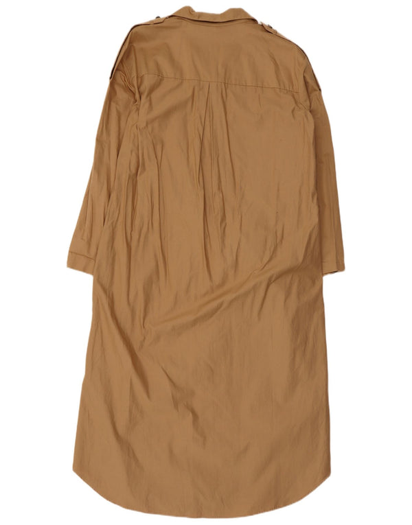 Zara Womens Trafaluc Military Shirt Dress UK 14 Medium Beige Cotton