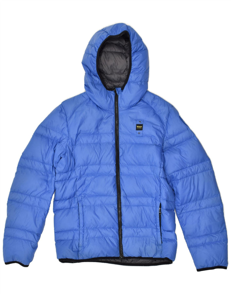 BLAUER Boys Hooded Padded Jacket 13-14 Years Blue Polyamide | Vintage Blauer | Thrift | Second-Hand Blauer | Used Clothing | Messina Hembry 