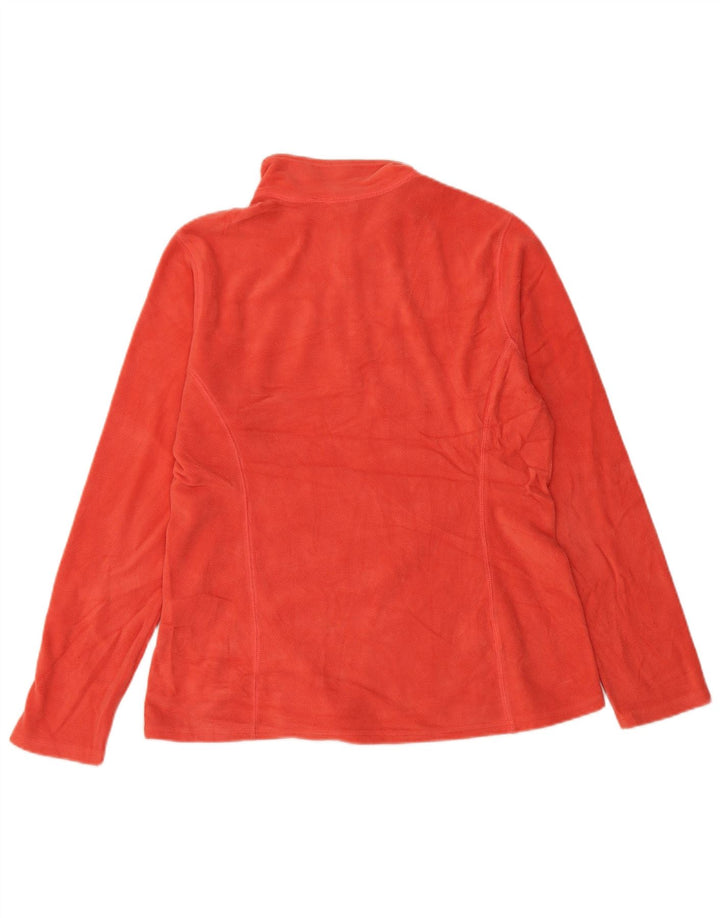 EDDIE BAUER Womens Zip Neck Fleece Jumper UK 12 Medium Orange Polyester