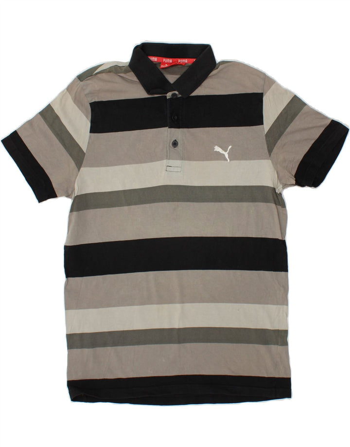 PUMA Mens Polo Shirt Medium Grey Striped