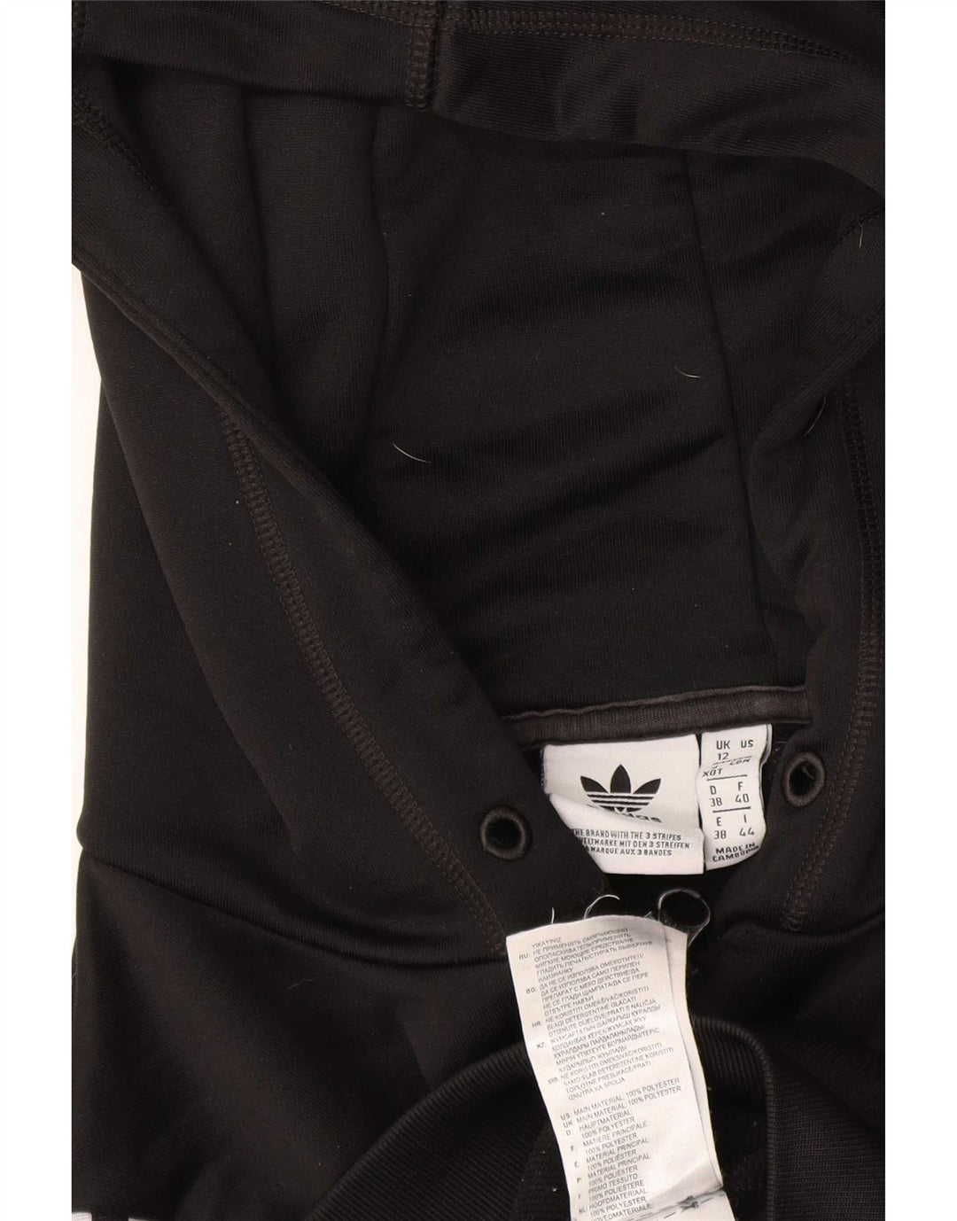 Adidas Womens Graphic Zip Hoodie Sweater UK 12 Medium Black Polyester