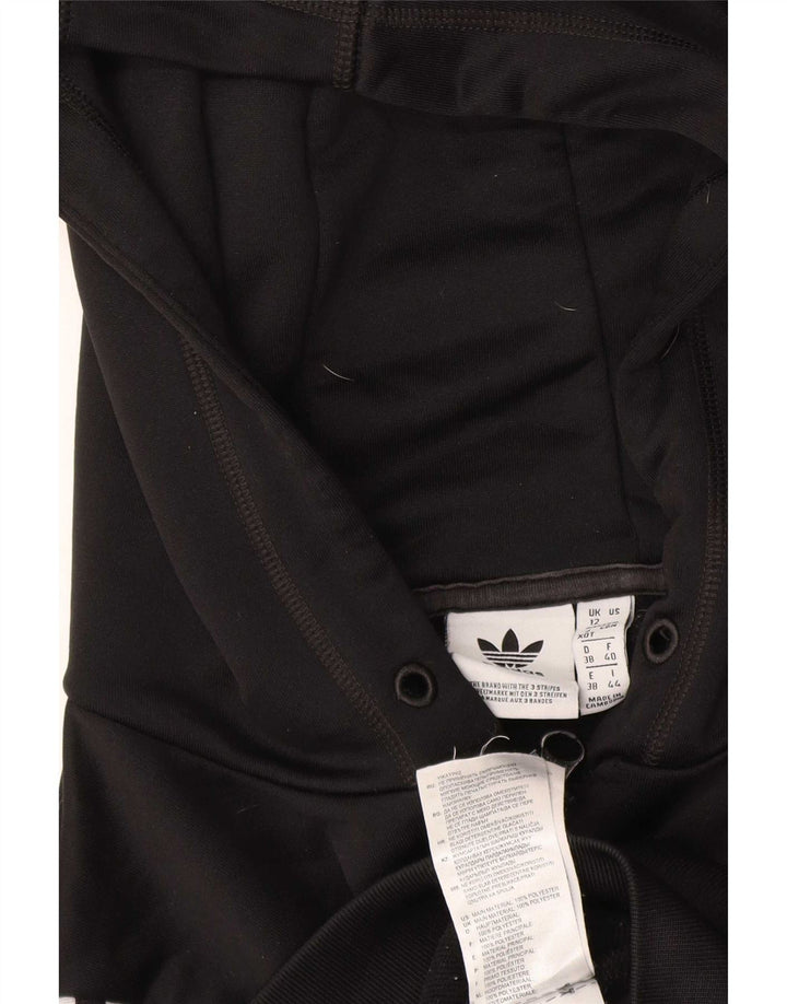 Adidas Womens Graphic Zip Hoodie Sweater UK 12 Medium Black Polyester