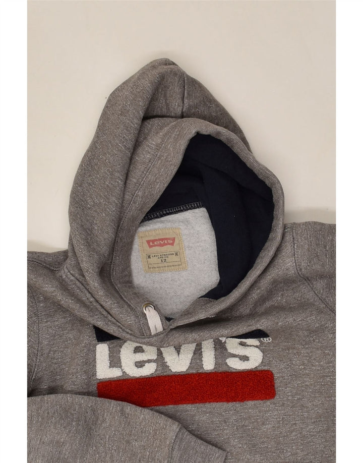LEVI'S Boys Graphic Hoodie Jumper 11-12 Years Grey Cotton | Vintage Levi's | Thrift | Second-Hand Levi's | Used Clothing | Messina Hembry 
