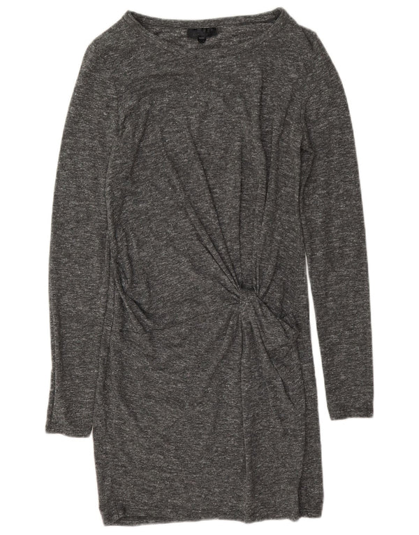 Topshop Womens Long Sleeve Sheath Dress UK 8 Small Grey Flecked