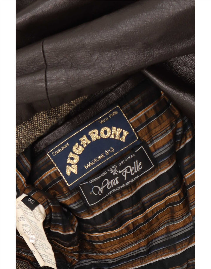 Zugaroni Mens Magione Leather Jacket IT 52 XL Brown