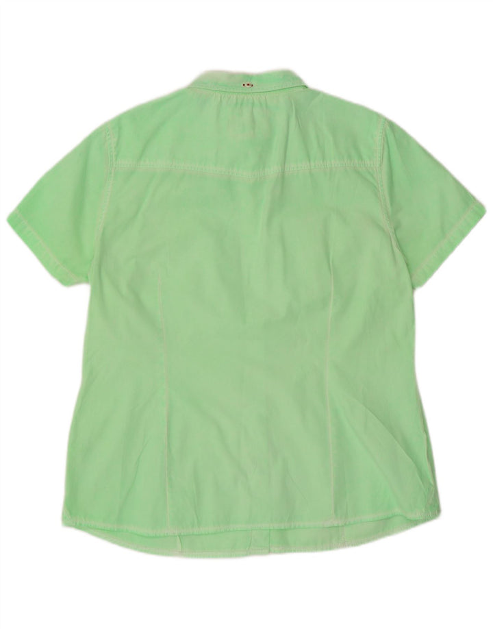 Peckott Womens Heritage Short Sleeve Shirt IT 44 Medium Green Cotton
