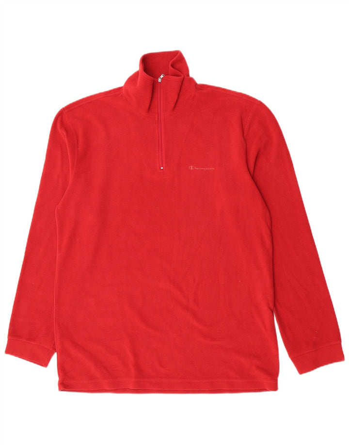 Champion Mens Zip Neck Fleece Jumper XL Red Polyester