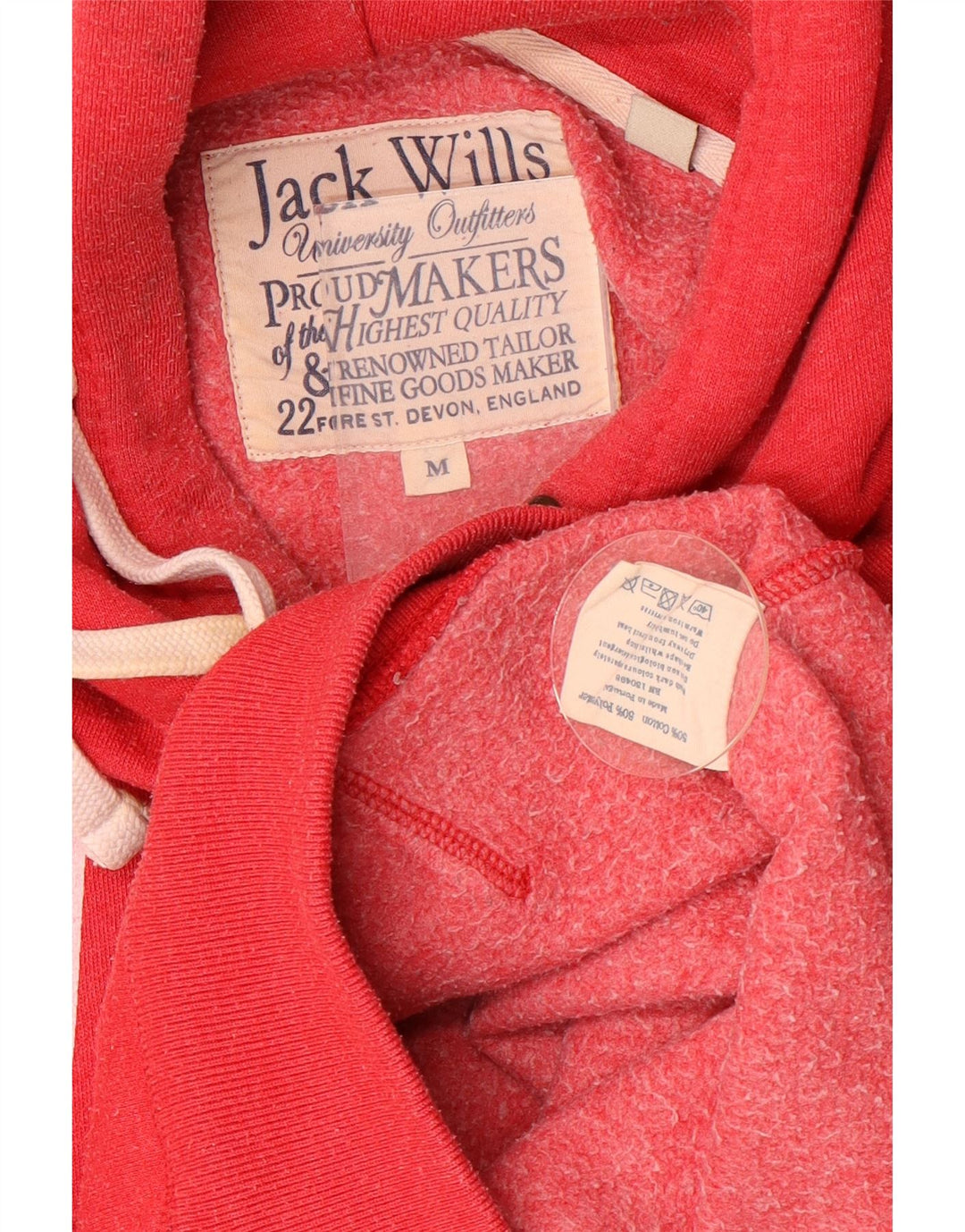 JACK WILLS Mens Graphic Hoodie Jumper Medium Red Cotton