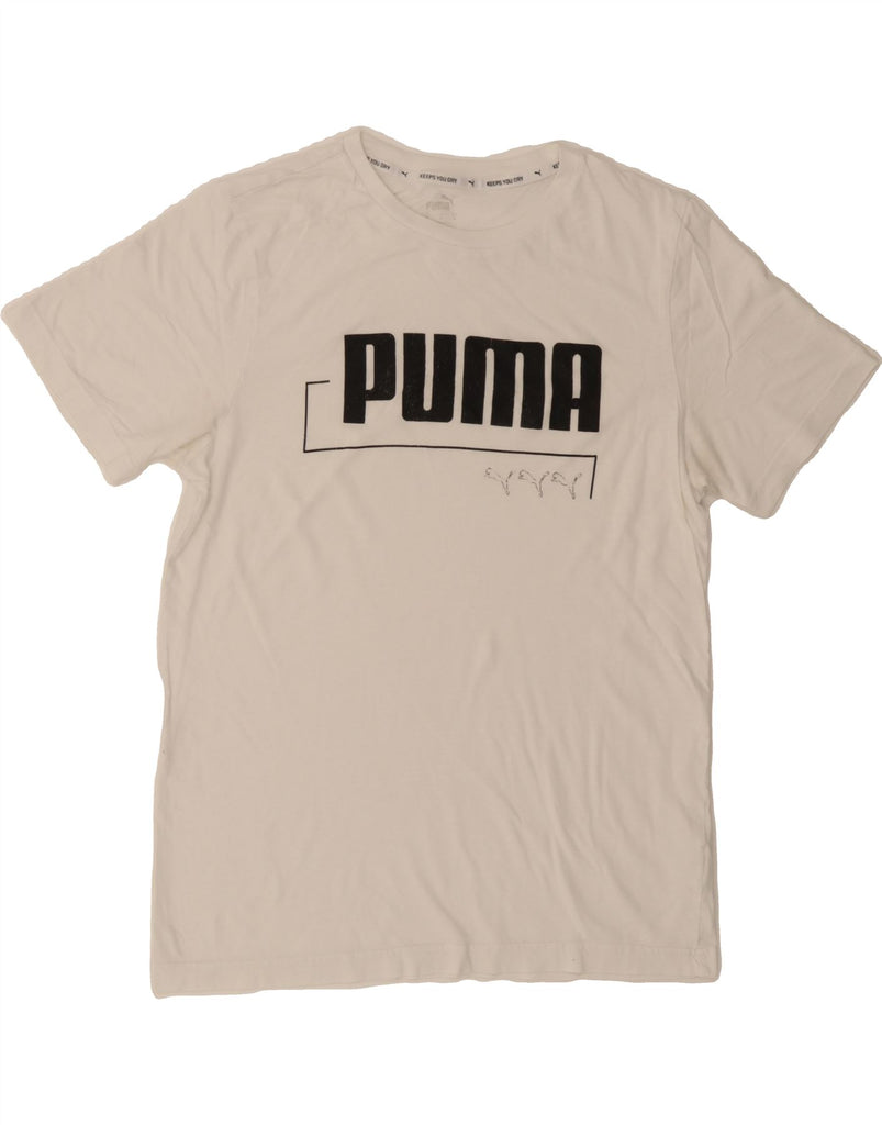 PUMA Mens Graphic T-Shirt Top Medium White Cotton Vintage Puma and Second-Hand Puma from Messina Hembry 