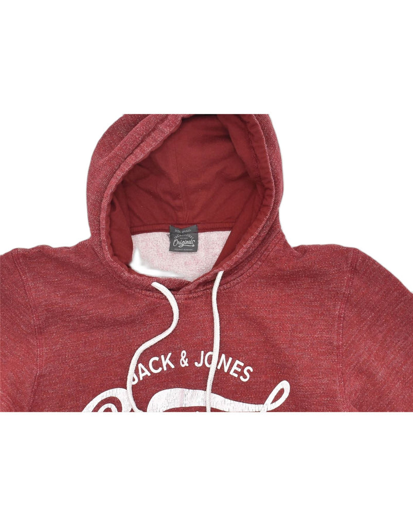 JACK & JONES Mens Graphic Hoodie Jumper Small Red Flecked Cotton | Vintage | Thrift | Second-Hand | Used Clothing | Messina Hembry 