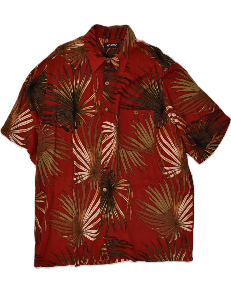 PURITAN Mens Short Sleeve Shirt Large Red Floral Viscose Hawaiian | Vintage Puritan | Thrift | Second-Hand Puritan | Used Clothing | Messina Hembry 