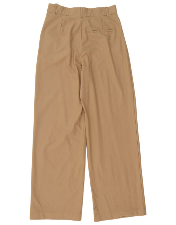 Zara Womens Wide Leg Casual Trousers Small W27 L33 Beige Polyester