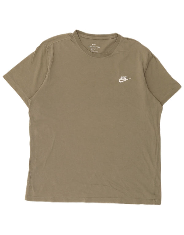 Nike Mens T-Shirt Top Large Khaki Cotton