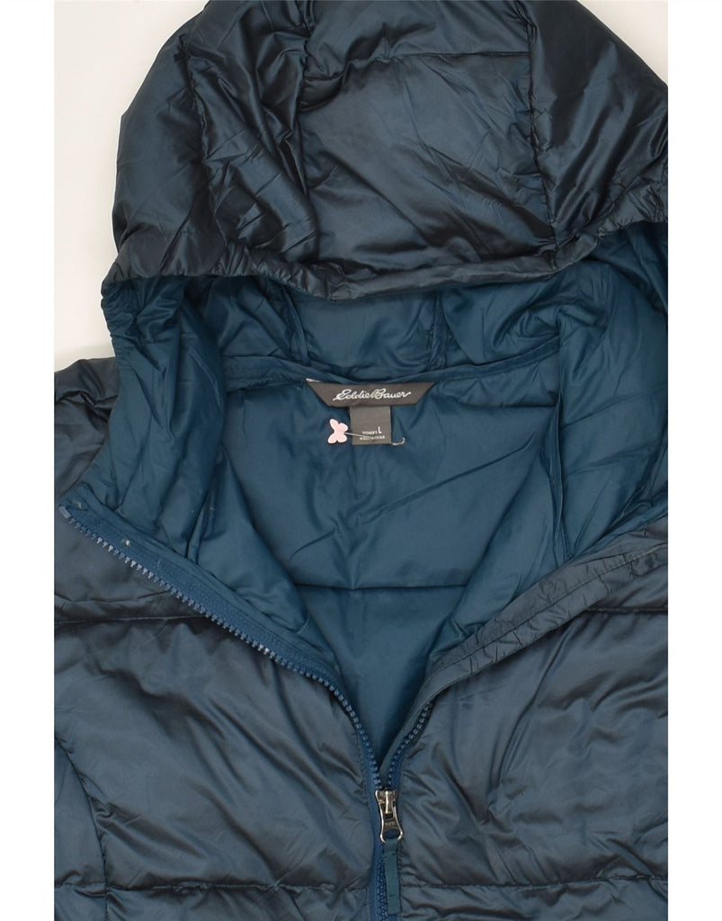 EDDIE BAUER Womens Hooded Padded Coat UK 16 Large Navy Blue Nylon | Vintage Eddie Bauer | Thrift | Second-Hand Eddie Bauer | Used Clothing | Messina Hembry 