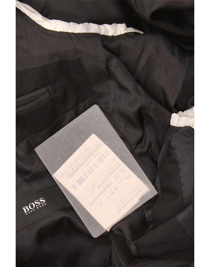 HUGO BOSS Mens 2 Button Blazer Jacket EU 50 Large Black Pinstripe