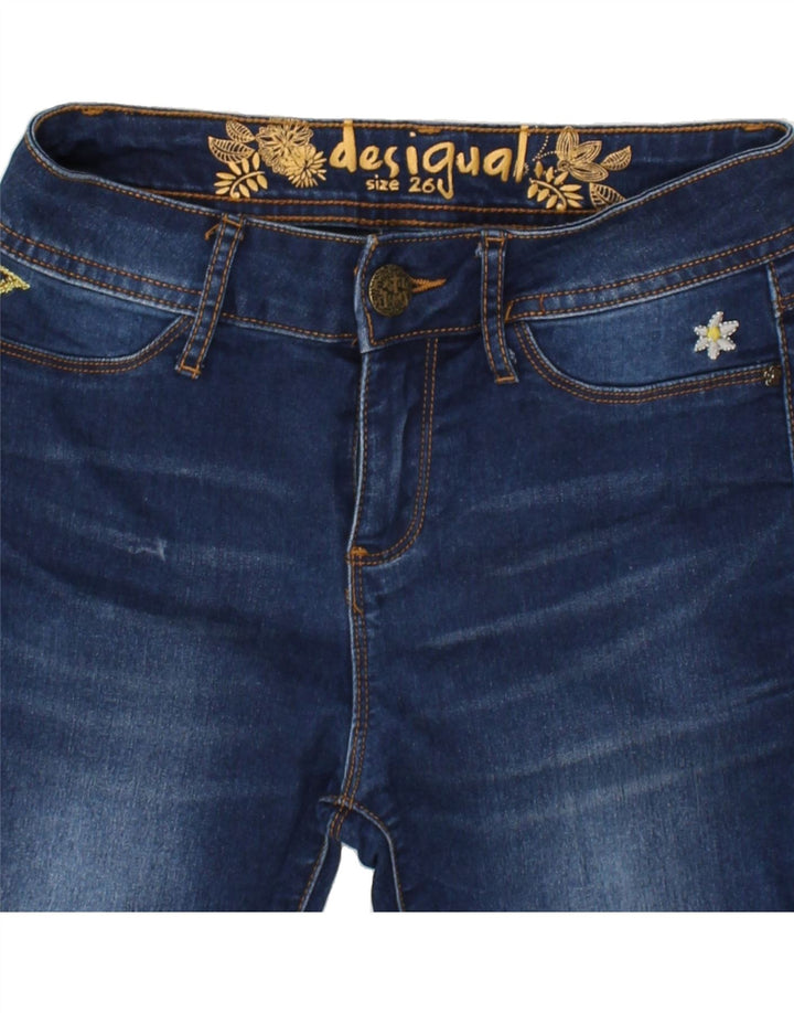 DESIGUAL Womens Skinny Jeans W26 L30 Navy Blue Cotton | Vintage Desigual | Thrift | Second-Hand Desigual | Used Clothing | Messina Hembry 