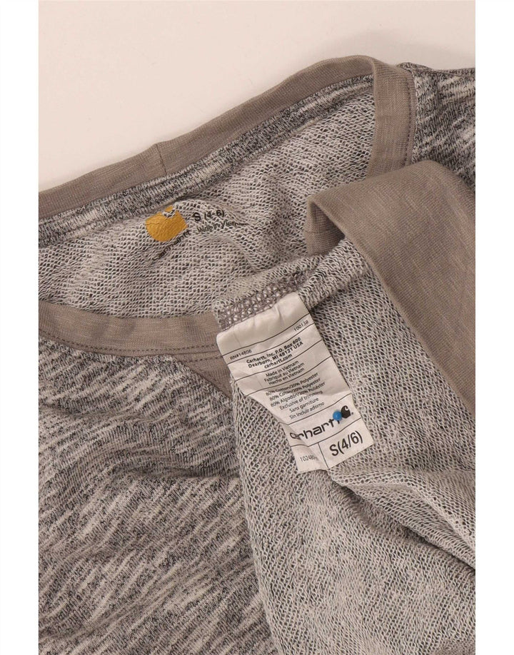 Carhartt Womens Sweatshirt Jumper US 4/6 Small Grey Flecked Cotton