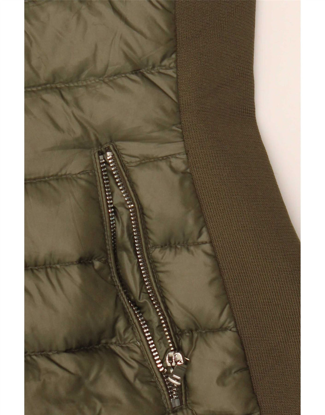 Zara Womens Hooded Padded Jacket UK 12 Medium Khaki Colourblock