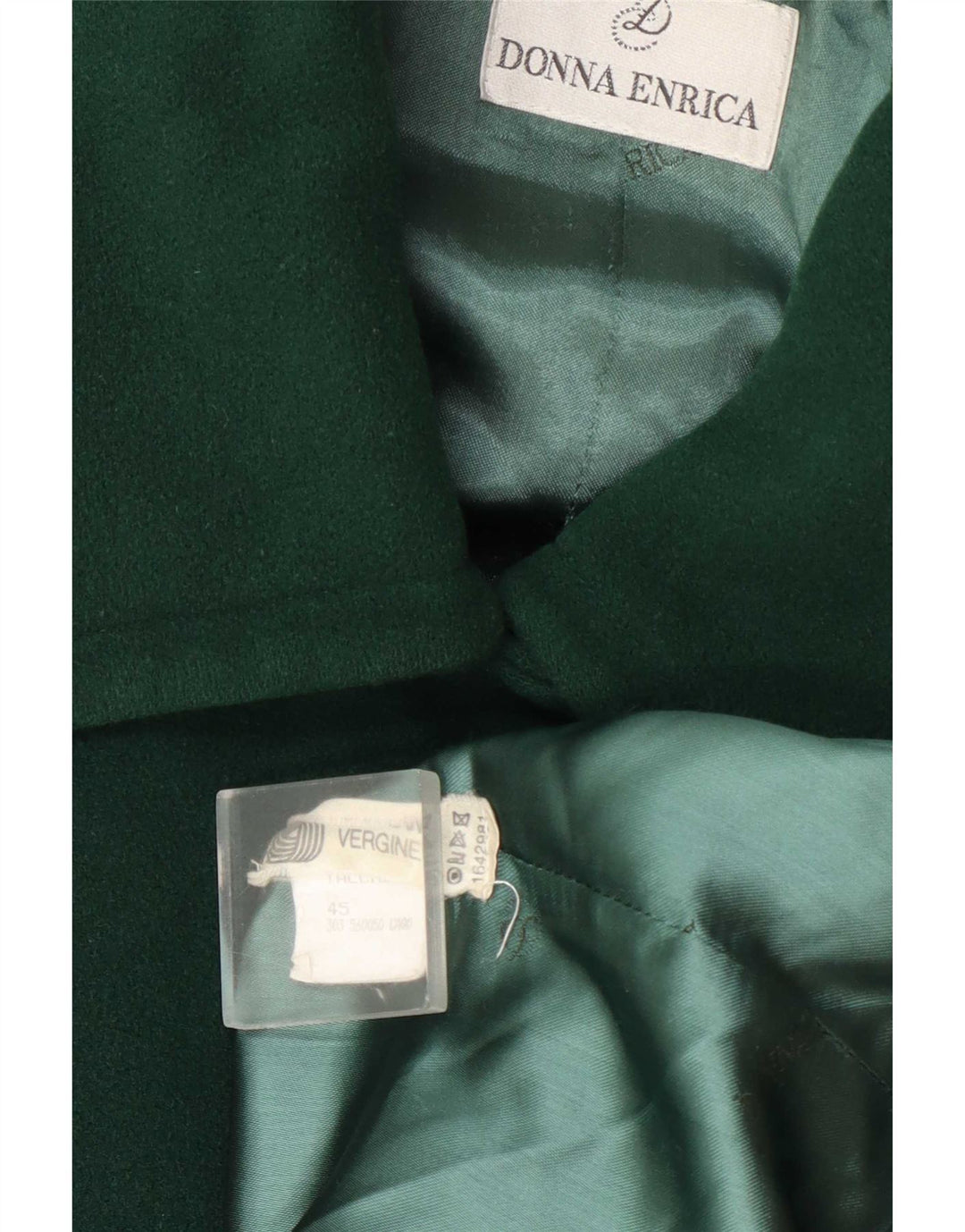 Donna Enrica Womens Double Breasted Coat EU 45 XL Green Wool