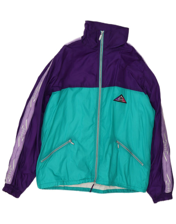 Aesse Mens Graphic Loose Fit Tracksuit Top Jacket Medium Purple Colourblock