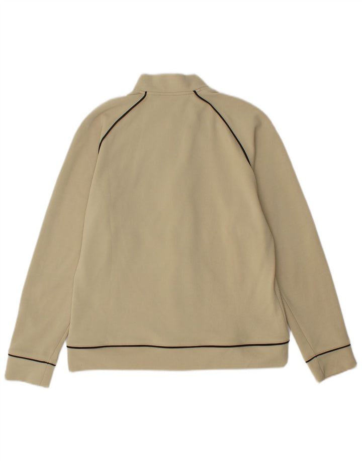 Asics Womens Tracksuit Top Jacket UK 10 Small Beige Polyamide