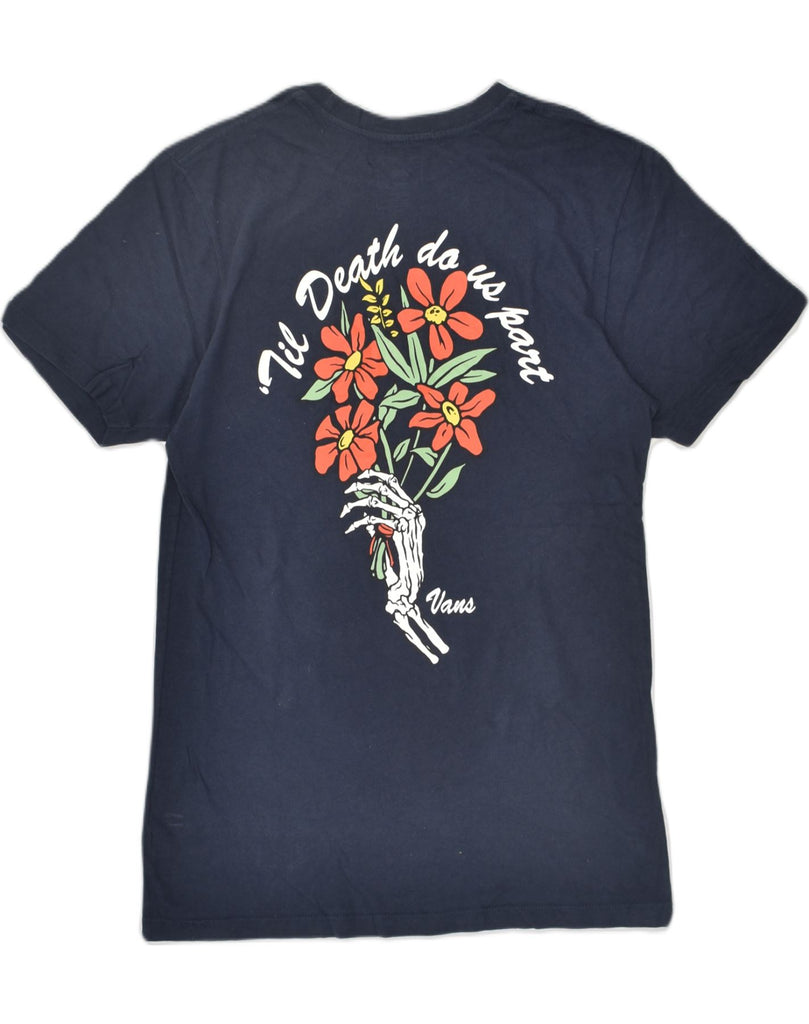 VANS Mens Custom Fit Graphic T-Shirt Top Small Navy Blue Floral Cotton | Vintage Vans | Thrift | Second-Hand Vans | Used Clothing | Messina Hembry 