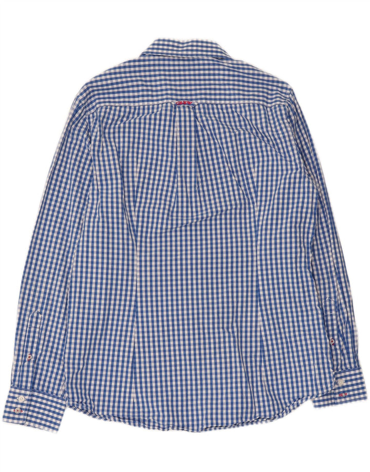 Crew Clothing Mens Classic Fit Shirt Large Blue Gingham Cotton