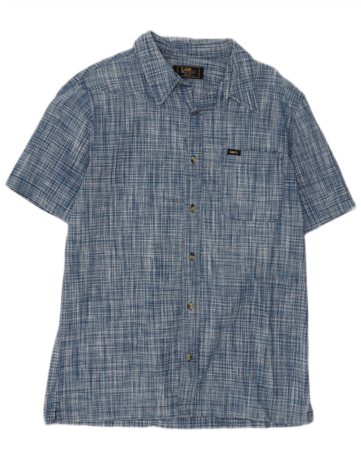 LEE Mens Short Sleeve Shirt Medium Blue Check Cotton
