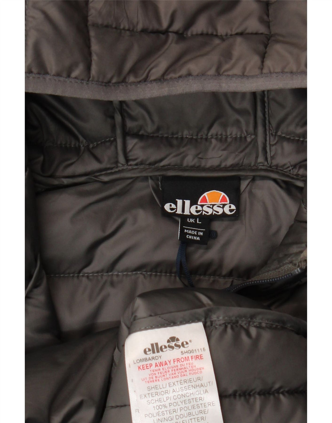 Ellesse Mens Hooded Padded Jacket UK 40 Large Grey Polyester