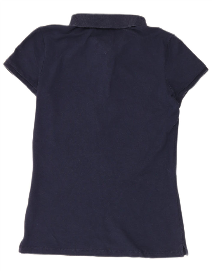 TOMMY HILFIGER Womens Polo Shirt UK 14 Large Navy Blue Cotton