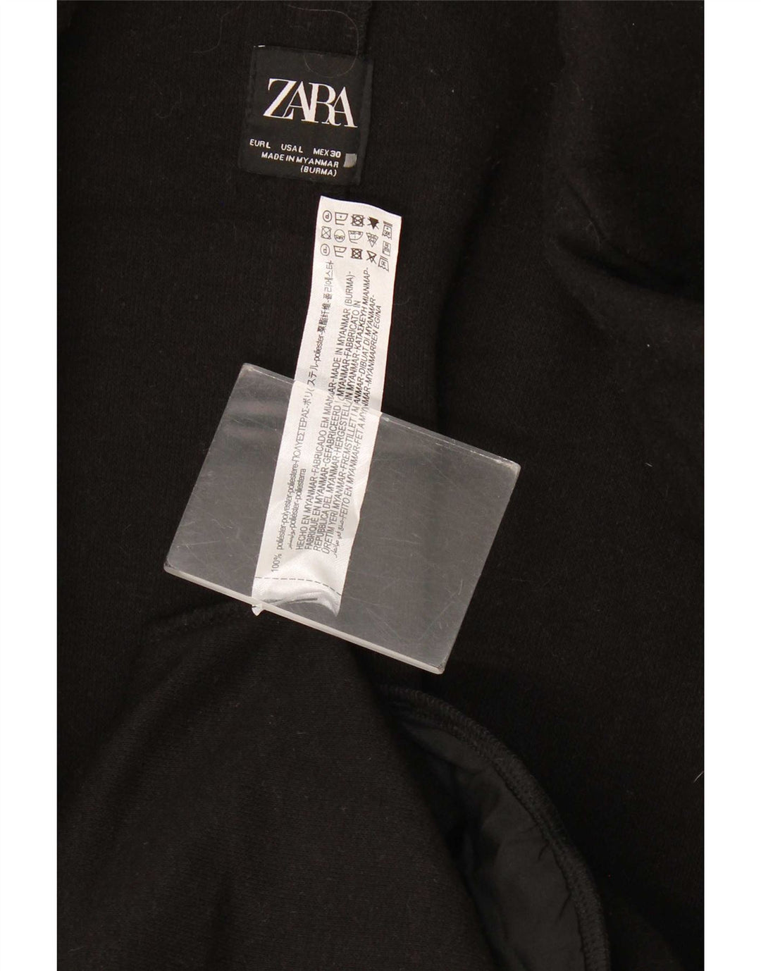 Zara Womens Open Overcoat UK 16 Large Black Polyester
