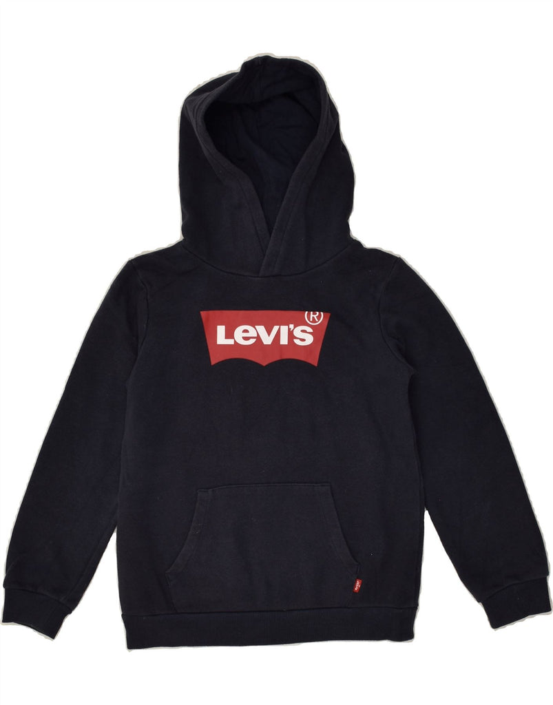 LEVI'S Boys Graphic Hoodie Jumper 7-8 Years Navy Blue Cotton | Vintage Levi's | Thrift | Second-Hand Levi's | Used Clothing | Messina Hembry 