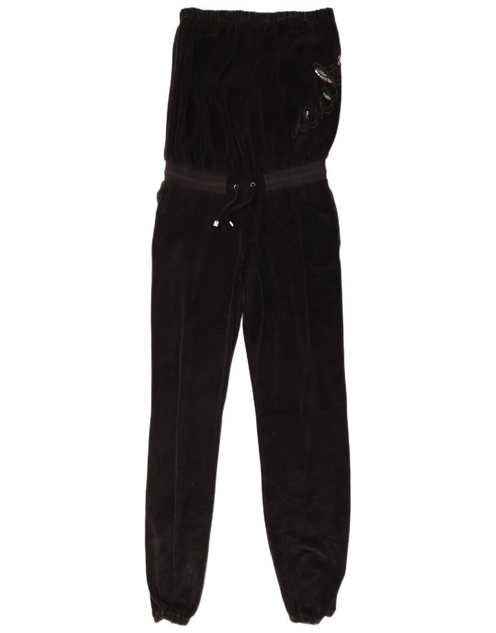 Iceberg Womens Strapless Velour Jumpsuit IT 44 Medium  Black Cotton
