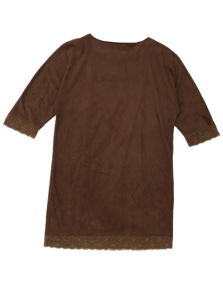ZARA Womens Oversized Shift Dress UK 10 Small Brown