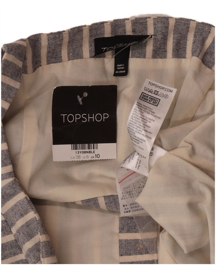 Topshop Womens Crop Top UK 10 Small  Blue Striped Polyester