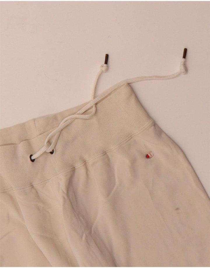 CHAMPION Womens Tracksuit Trousers UK 12 Medium  Off White Cotton
