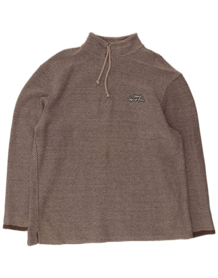 WEIRD FISH Mens Zip Neck Sweatshirt Jumper XL Grey Cotton