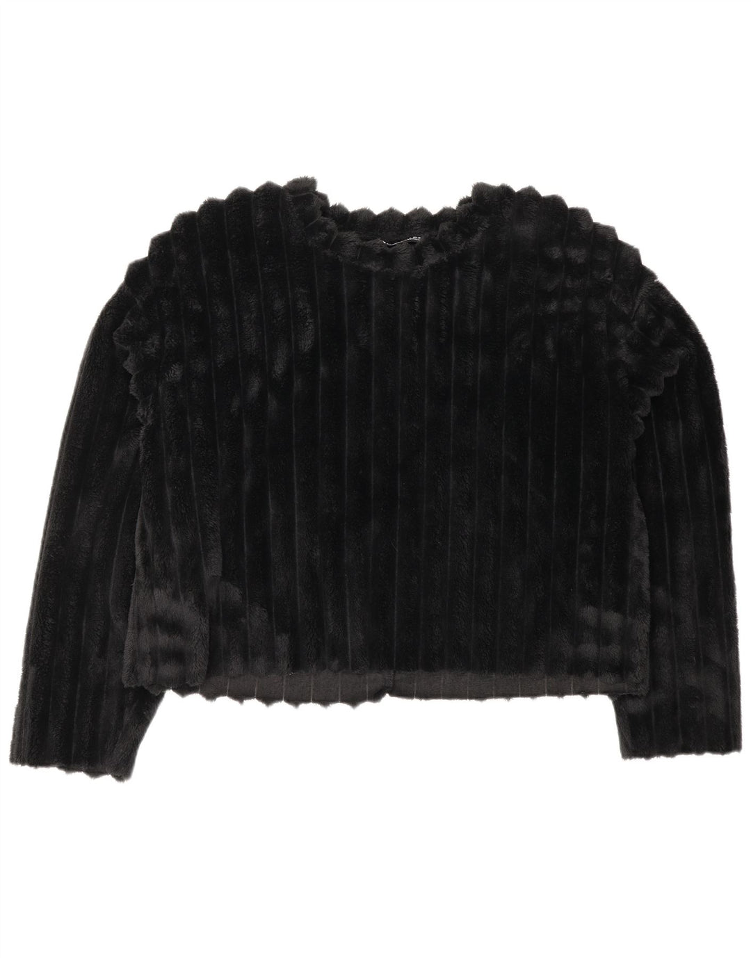 ZARA Womens Crop Fleece Jumper UK 14 Medium Black