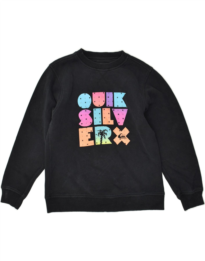 QUIKSILVER Boys Graphic Sweatshirt Jumper 13-14 Years Black Cotton | Vintage Quiksilver | Thrift | Second-Hand Quiksilver | Used Clothing | Messina Hembry 