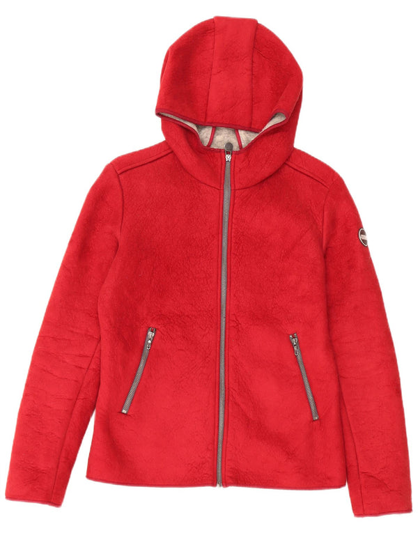 Colmar Womens Hooded Oversized Fleece Jacket IT 42 Small Red Polyester